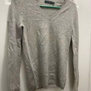 Luxe Light Gray V-Neck Sweater